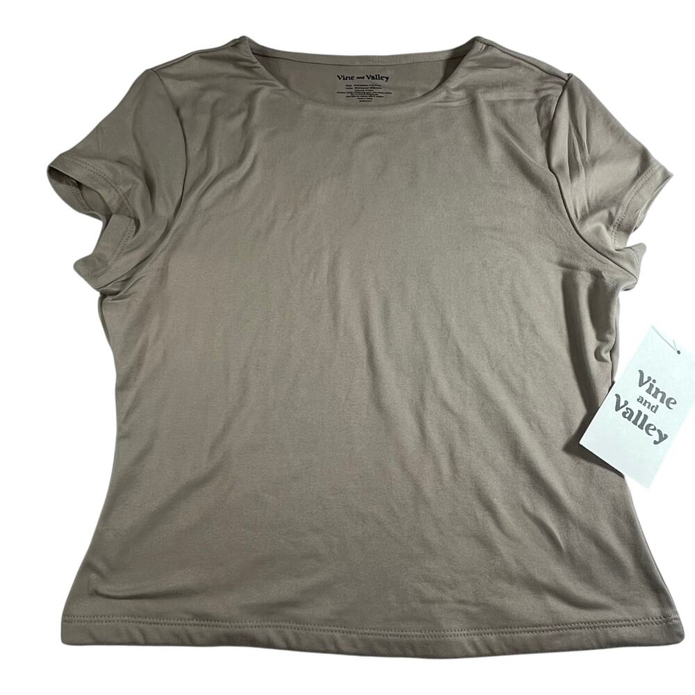 Vine and Valley Womens Sheer Top Beige Size L Lightweight Casual